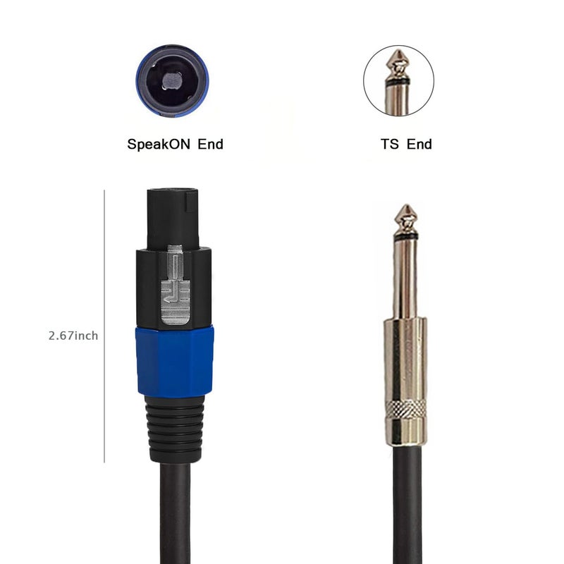 HeyTones Professional 12 Gauge 100 Feet Speakon to 1/4 Inch Speaker Cables - 12AWG 100ft DJ/PA SpeakON to 1/4" Speaker Cords Amp Audio Wires - 2 Pack - Image 5